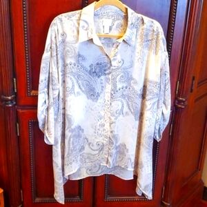 Chico's silk  Hi-Lo Paisley print top